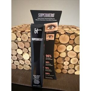 It Cosmetics SUPERHERO ELASTIC STRETCH VOLUMIZING MASCARA SUPER BLACK F/S BOXED